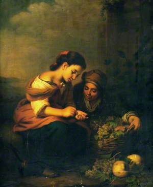 Girl and Boy with Basket of Grapes