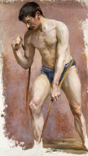 Standing Semi-Nude Male Model at the Herkomer School