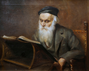 John Herkomer (1821–1913), Woodcarver Reading a Book