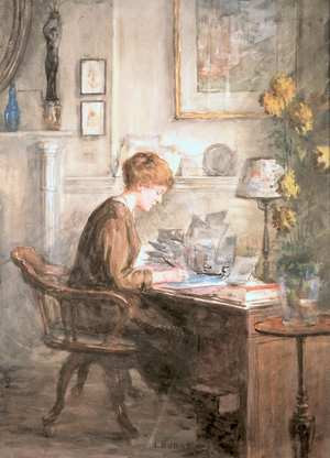 Woman Sitting at a Desk