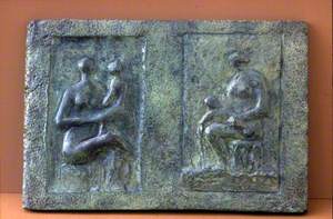 Relief: Two Seated Mother and Child