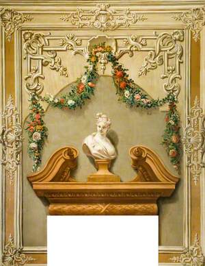 Classical Bust with a Garland of Flowers