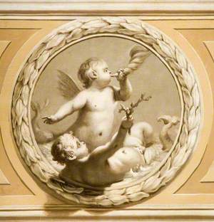 Winged Infants, One Blowing a Shell and the Other Holding Coral