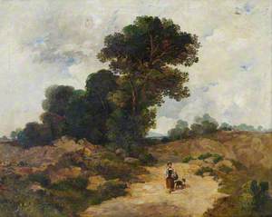 Landscape with Figure of a Woman and a Dog
