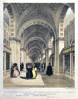 Westminster Bridge, Deptford and Greenwich Railway; Interior View of the Arcade beneath the Viaduct