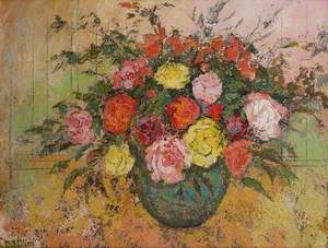 Roses in a Green Bowl