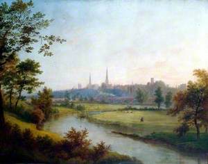 Prospect of Shrewsbury, Shropshire, from the East Showing the Railway Viaduct