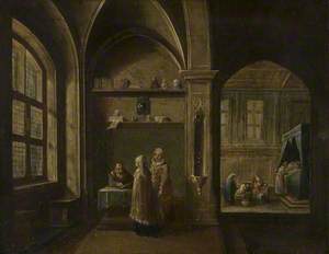 A Renaissance Interior with Figures: Birth of Saint John
