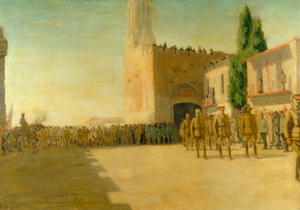 The Allies Entering Jerusalem, 11 December 1917: General Allenby with Colonel de Piépape Commanding the French Detachment and Lieutenant Colonel D'Agostio Commanding the Italian Detachment, Entering the City by the Jaffa Gate
