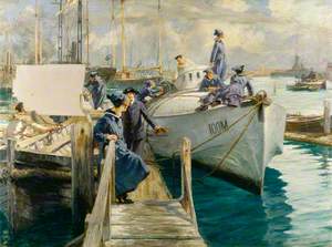 Women's Royal Naval Service Officer and Ratings: Boat Cleaning at the Coastal Motor Boat Base, Haslar Creek, Portsmouth
