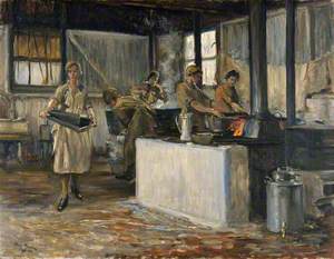 Members of the Queen Mary's Army Auxiliary Corps: At Work in the Cookhouse, Royal Air Force Camp, Charlton Park