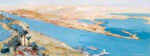 Suez Canal, 28 April 1916: From the Crow's Nest of Deversoir Signal Station; Base Camp at Serapeum on the Extreme Left