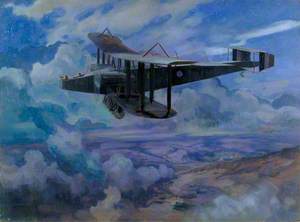 A Handley Page Aeroplane Bombing Nabulus by Night