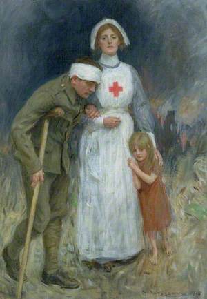 Nurse, Wounded Soldier and Child