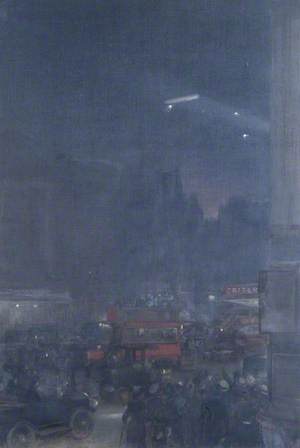 The First Zeppelin Seen from Piccadilly Circus, 8 September 1915