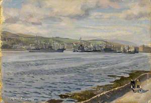 Campbeltown Harbour with HMS 'St Modwyn' and HMS 'Samsonia'