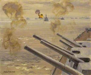 HMS 'Mauritius' and HMS 'Roberts' Bombarding Targets near Caen, 18 July 1944