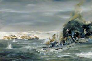 The Battle of the Fjords: In the Running Destroyer Fight, during the Withdrawal from Narvik, the Damaged HMS 'Hotspur' Collided with HMS 'Hunter'