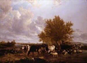 View of Canterbury from Tonford, Kent, with Cattle