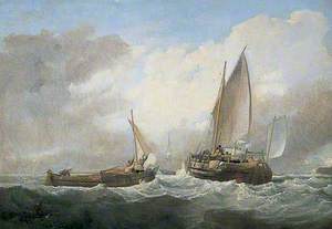 Fishing Boats in a Rough Sea