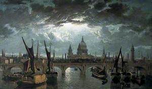 London Bridge and St Paul's by Moonlight