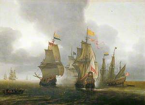 Sea Fight between Dutch and Spanish Ships