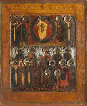 Icon with Christ in Majesty Surrounded by Saints