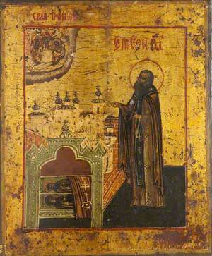 Icon with the Apparition of the Holy Trinity to Saint Sergei of Radonezh
