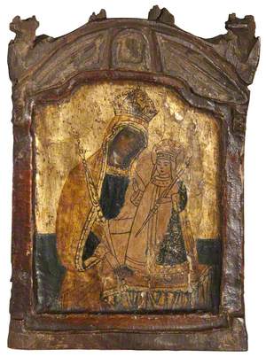 Icon with The Crowned Virgin and Infant