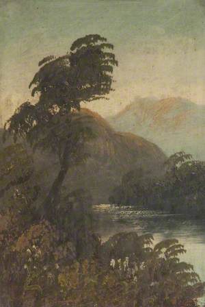 Landscape with a Tree, Water and Hills