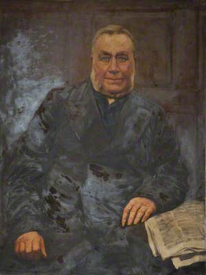 Portrait of a Man in Black with Sidewhiskers and a Newspaper