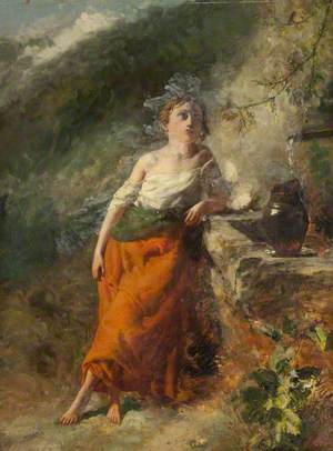 Autumn: Welsh Girl at a Mountain Stream