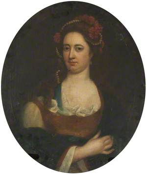 Portrait of a Lady in Blue and White Dress