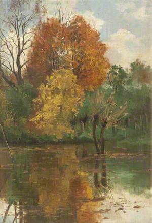 Autumn Trees by a River