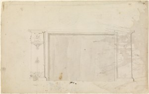 Design for a Fireplace, with Reliefs of Music and Virtue