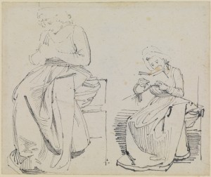 Two Studies of Mrs Flaxman, Seated