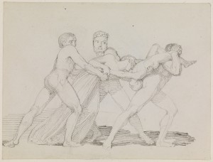 Three Men Attempting to Tear a Child from a Woman