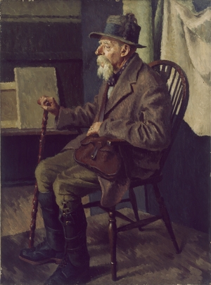 Portrait of an Old Man Holding a Stick