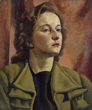 Portrait of a Woman Wearing a Green Coat