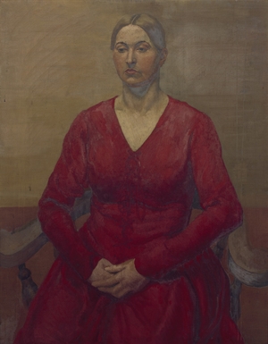 Portrait of a Woman Wearing a Red Dress