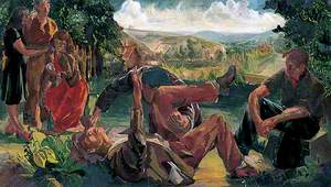 Bacchanal: Figures Reclining and Drinking in a Landscape