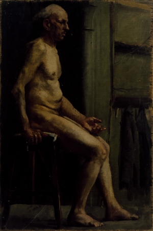 An Old Man Seated on a Stool