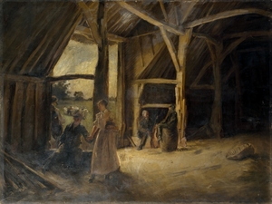 The Musicians: Interior of a Barn with Figures