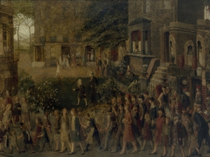 Procession of Figures Leaving a House in a Square after an Auction
