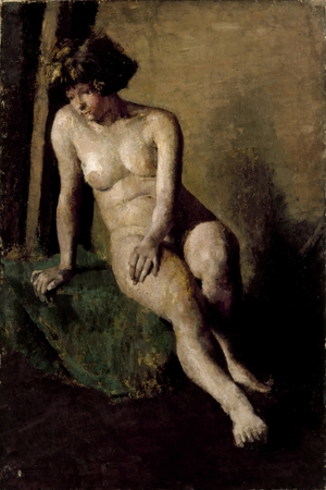 Female Figure Seated, Leaning on Her Right Arm