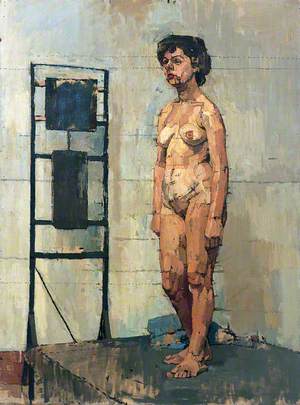 Female Figure Standing by a Heater