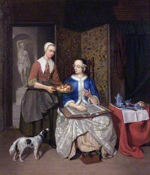 Interior Scene with Two Ladies