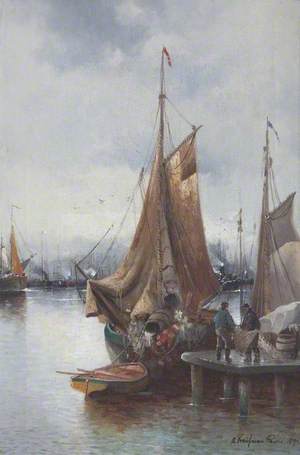 Unloading a Boat at a Quayside, Paris