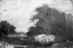Rustic Scene: Two Cows by a Stream