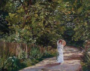 A Lady with a Parasol (A Lady with a Parasol, Walking along a Shady Path)